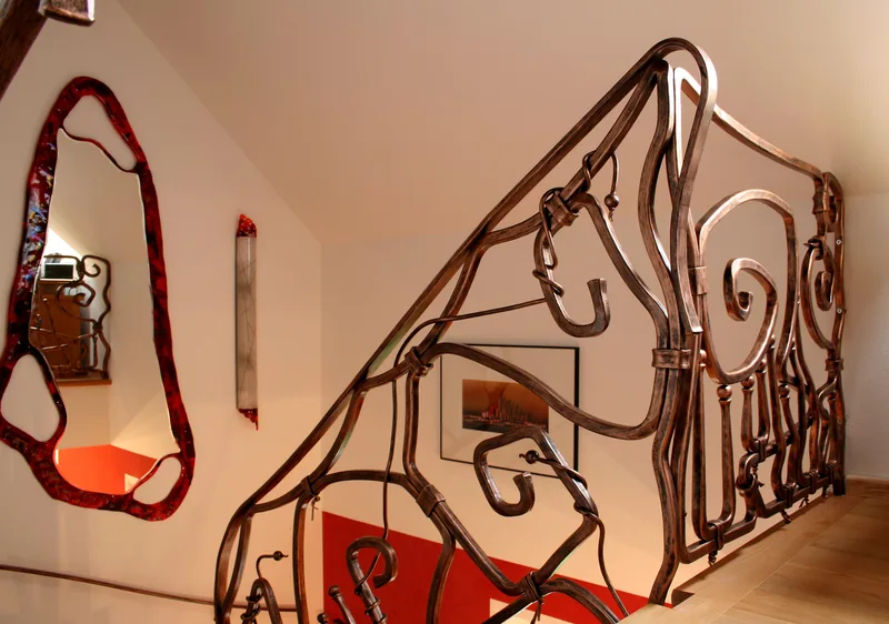 Wrought iron stair railing, Gundrska vas (Gundesdorf)